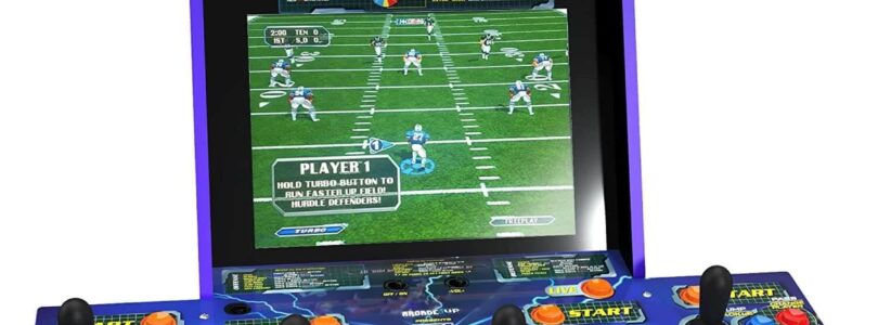 4 Player, 5-foot tall full-size stand-up game for home with WiFi for online multiplayer, leaderboards, and a light-up marquee