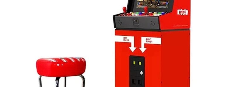 Unico SNK NEOGEO MVSX Arcade with Base and Stool Set, Pre-loaded 50 SNK Official Genuine Retro Games, Support Two Players Fight Together by 2 Joysticks