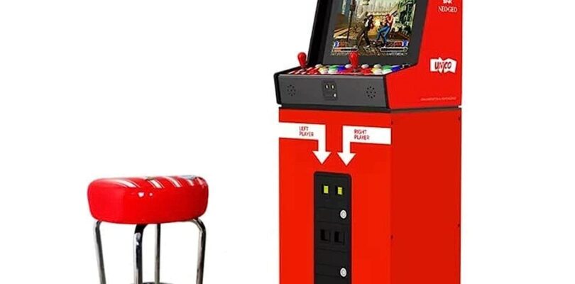 Unico SNK NEOGEO MVSX Arcade with Base and Stool Set, Pre-loaded 50 SNK Official Genuine Retro Games, Support Two Players Fight Together by 2 Joysticks